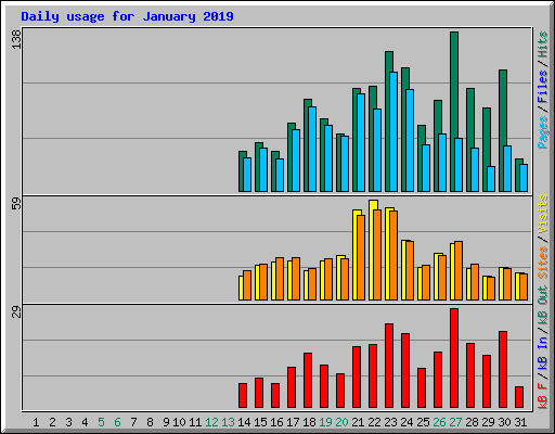 Daily usage for January 2019