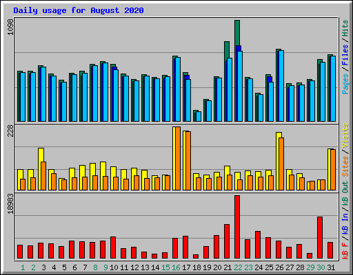 Daily usage for August 2020