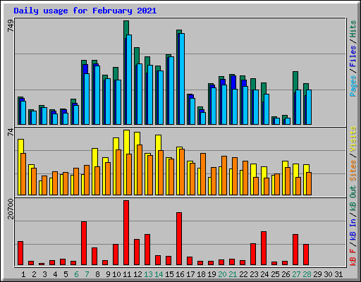 Daily usage for February 2021