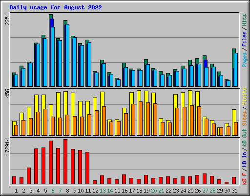 Daily usage for August 2022