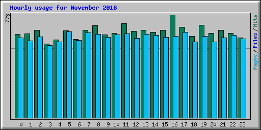 Hourly usage for November 2016