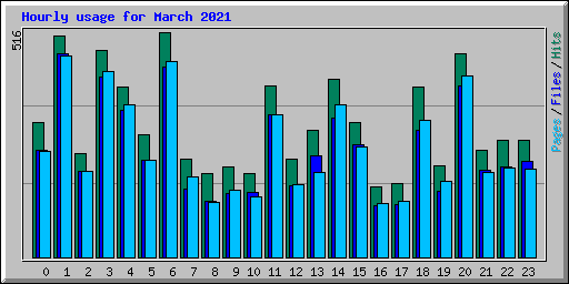 Hourly usage for March 2021