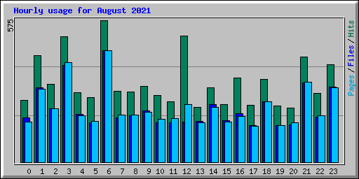 Hourly usage for August 2021